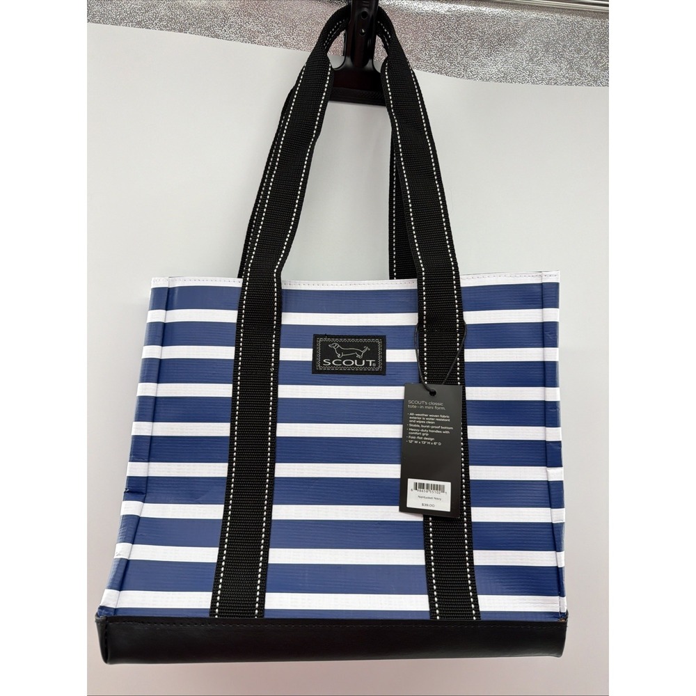 SCOUT Mini Deano Tote Bag Nantucket Navy Blue White Striped Water Resistant NEW